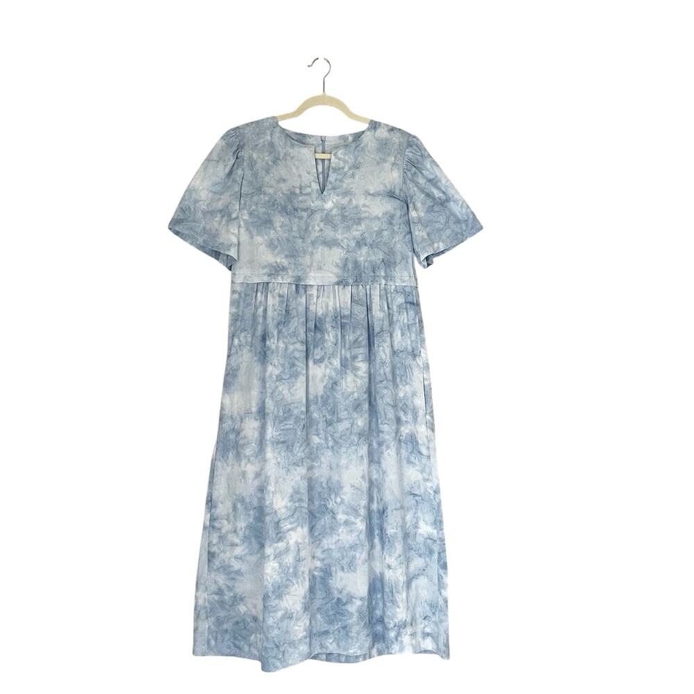 Sara Campbell Cotton midi Dress Blue TieDye size 8 Summer coastal Resort wear - Picture 2 of 9